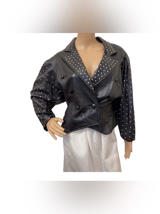 Dero Enterprises Jackets & Blazers - Dero Enteprises  Vintage Black Studded Leather Double-Breasted Jacket, XS.